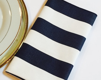 Napkins Navy Blue and White Stripe - SELECT A SIZE