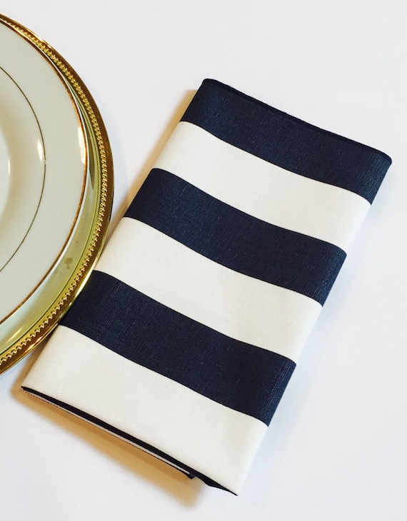 Napkins Navy Blue and White Stripe SELECT A SIZE Etsy