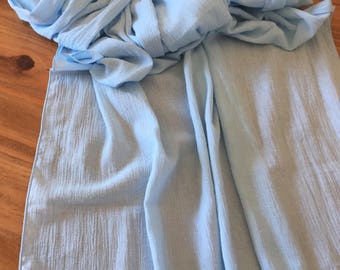 Gauze Table Runner Light Blue Table Runner, Rustic Table Runner - NO RAW EDGES - all sides are finished