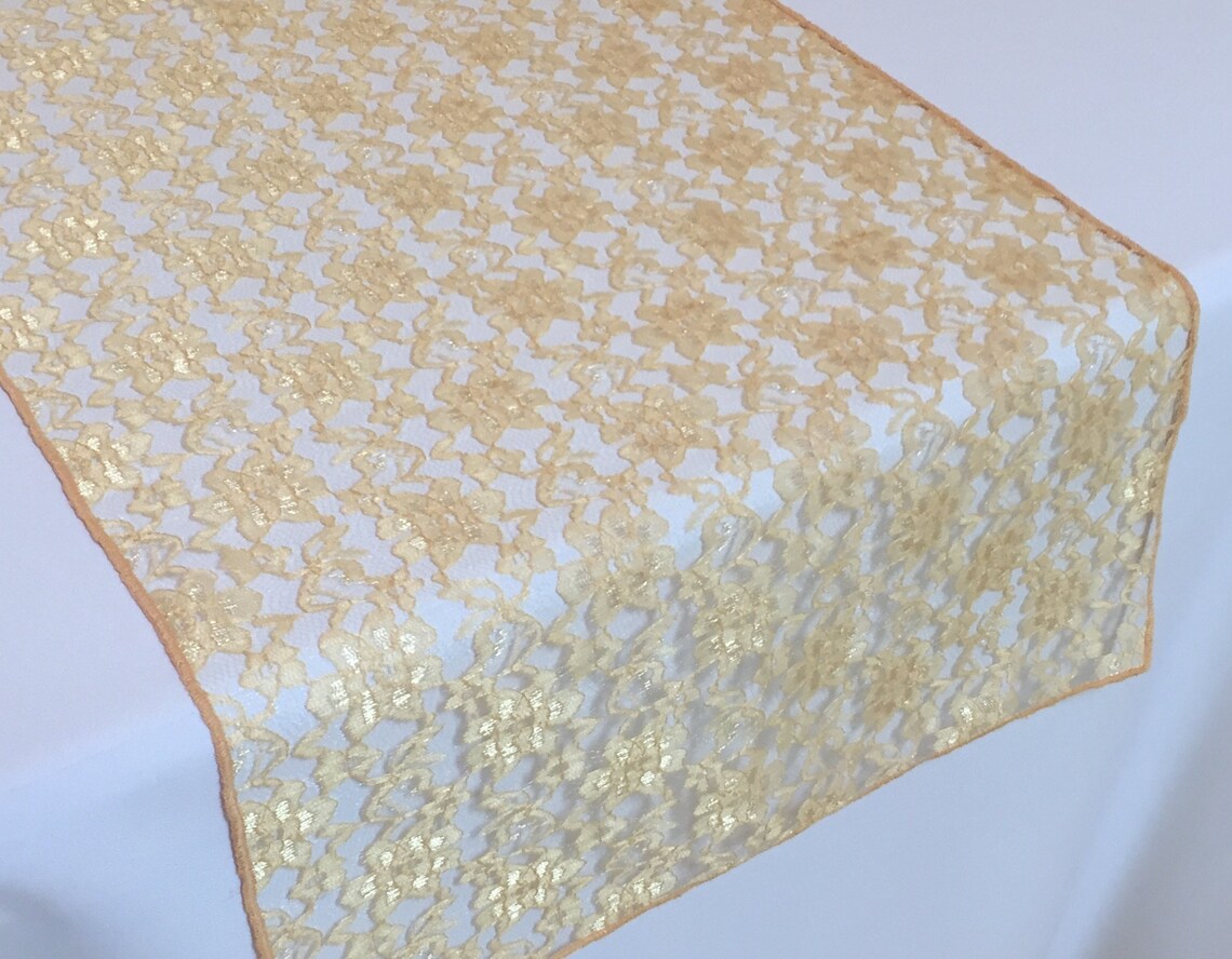 Gold Lace Table Runner Gold Wedding Table Runner Dark Gold Etsy