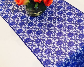 Royal Blue Lace Table Runner Wedding Table Runner - 14" WIDE - SELECT A SIZE For Length - more colors available