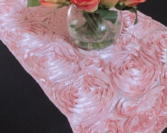 Satin Rosette Table Runner - PINK Color - SELECT A SIZE - more colors available