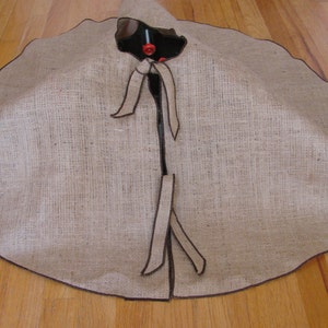Burlap Christmas Tree Skirt 40&quot; chocolate brown color edge