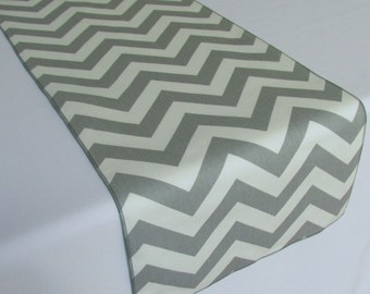 Grey and White Chevron table runner - SELECT A SIZE - more colors available