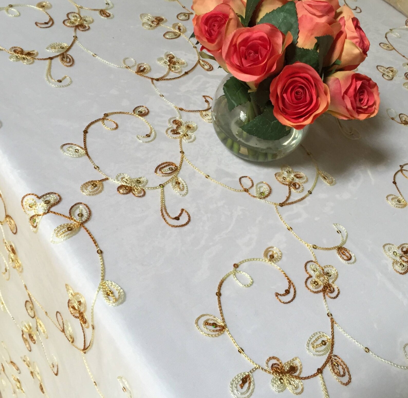 Olive Green Table Runner Overlay Sequin Embroidered Organza Etsy
