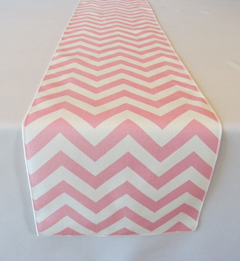 Light Pink and White Chevron Table Runner SELECT A SIZE Etsy