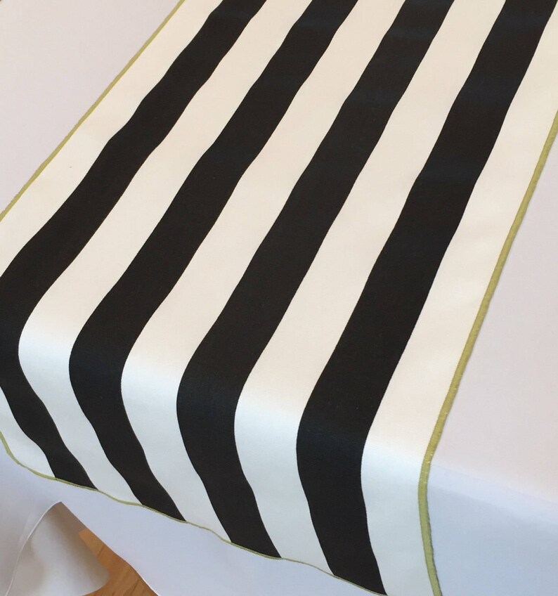 Table runner Black And White Striped White Borders Select Etsy