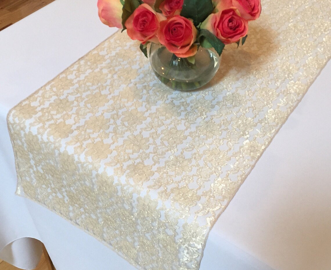 Gold Lace Table Runner Gold Wedding Table Runner 14 Etsy