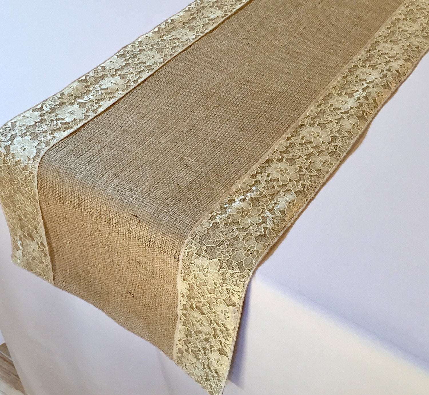 Burlap And Lace Table Runner Gold Lace Select A Size Etsy