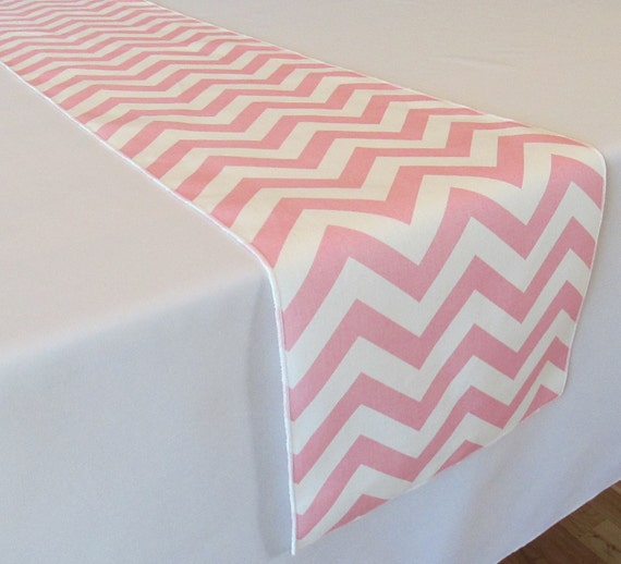 Light Pink and White Chevron Table Runner SELECT A SIZE Etsy