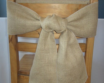 Burlap Chair Sash Natural Color Finished - NO Raw Edges - Select A Size - ON SALE