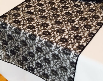 Black Lace Table Runner -  14" WIDE - SELECT A SIZE For Length - more colors available