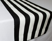 Black and White Striped Table Runner Wedding Table Runner - black edge - Select A Size - ON SALE