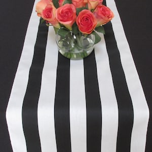 Black And White Striped table runner white edge Select A Size image 3