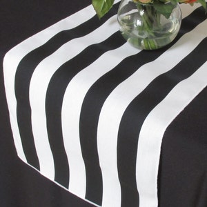 Black And White Striped table runner white edge Select A Size image 1