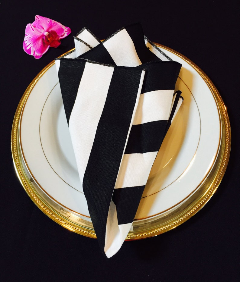 Black and White Napkins Striped SELECT A SIZE Etsy