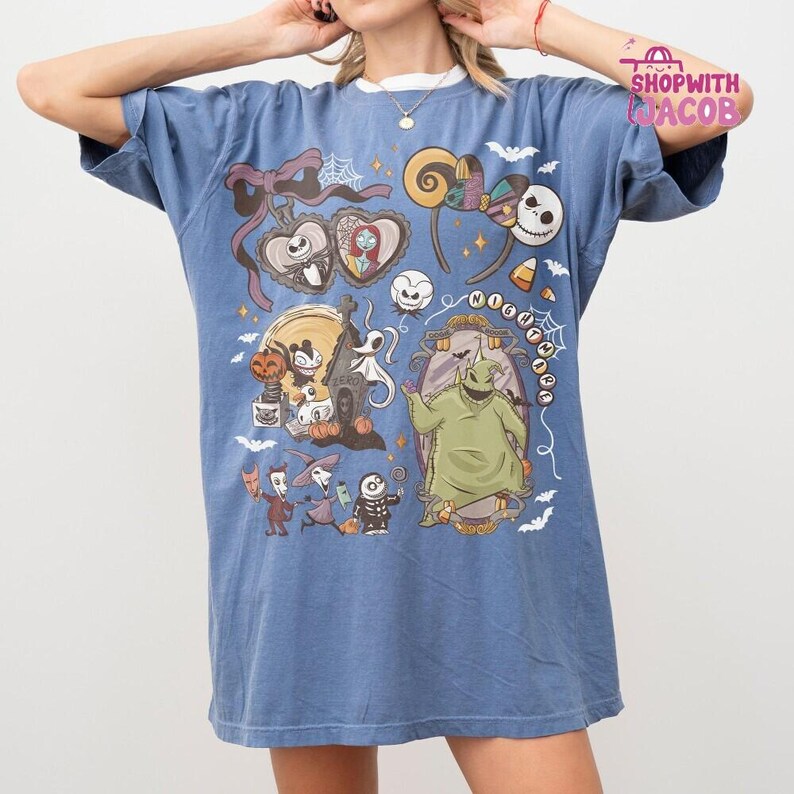 Retro Nightmare Before Christmas Shirt, Coquette Disneyland Halloween Shirt, Oogie Boogie Bash 2026 Tee, Jack Skellington Sally Shirt image 8