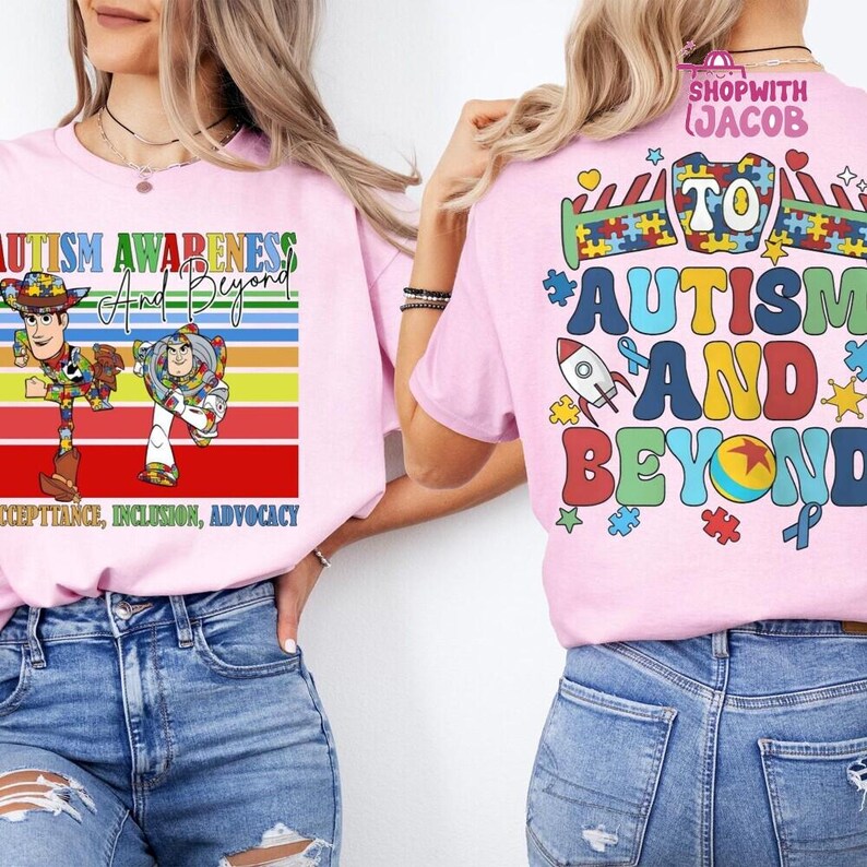 Toy Story Autism Shirt, Woody Buzz Lightyear Inclusion T-Shirts, Disneyland To Autism and Beyons Tees, Pixar SPED Teacher T-Shirt image 4