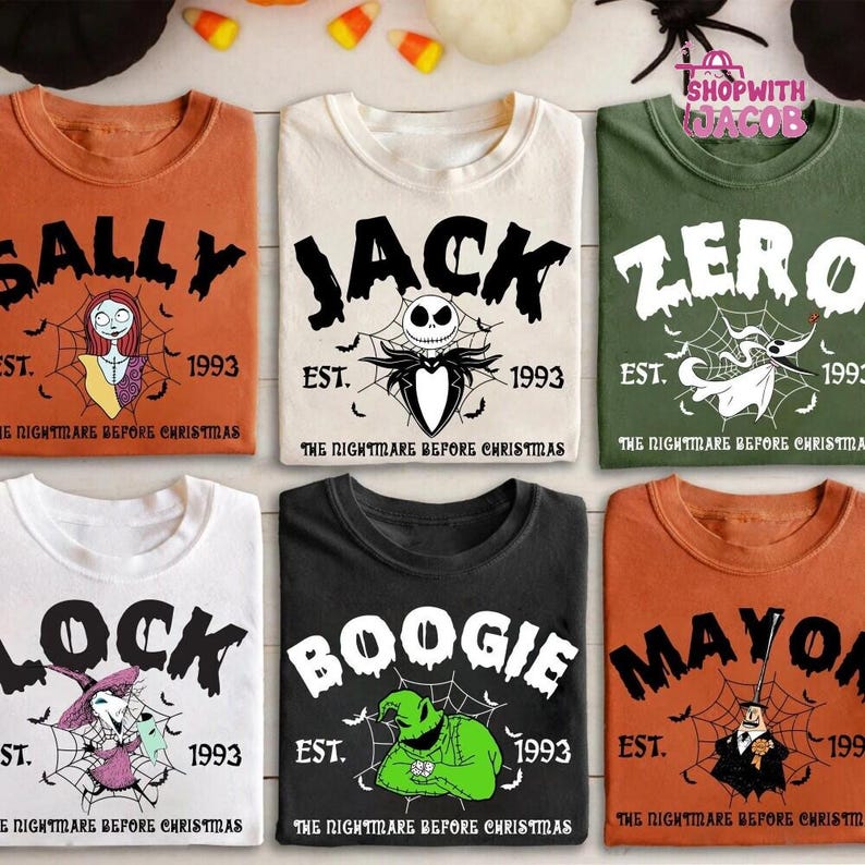 Nightmare Before Christmas Characters shirt, Vintage Disneyland Halloween shirt, Disneyland Halloween shirt, Disneyland Family Matching Tee image 1