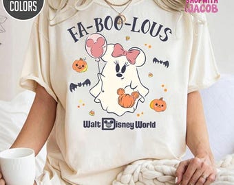 Comfort Colors Walt Disneyworld Fa-Boo-Lous Shirt, Minnie Ghost Halloween Shirt, Disneyland Halloween, Trick Or Treat Shirt, Halloween Party