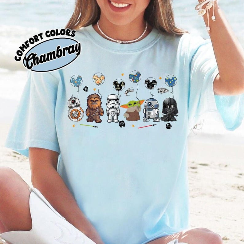 Camiseta de personaje de Star Wars, camiseta de globo de Disneyland de Star Wars, camiseta de regalo de Star Wars, camiseta de Star Wars, Baby Yoda, camiseta de vacaciones de Disneyland de Star Wars imagen 5