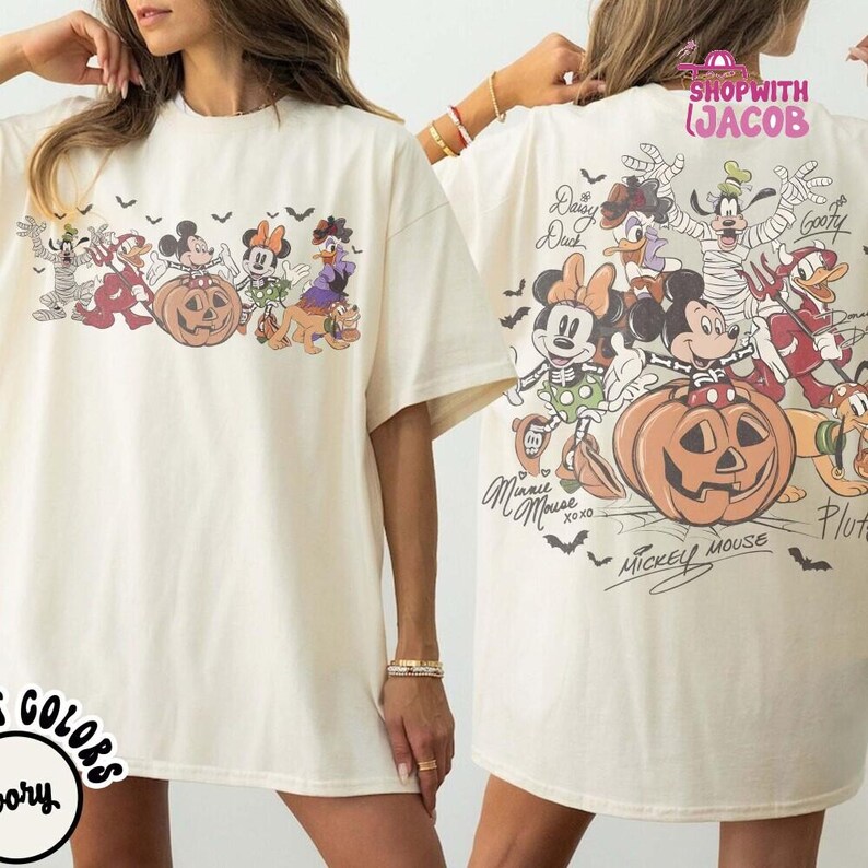 Comfort Colors Mickey and Friends Halloween Shirt, Disneyland Halloween Party Tee, Disneyland Fall Vibes Tee,Disneyland Family Trip Shirt image 1