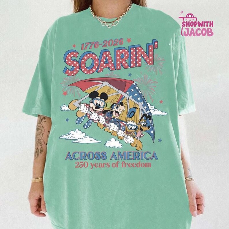 Soarin' across America Disneyland Celebrate 250 USA Shirt, Disneyland Independence Day Tee, WDW Epcot center Mickey & friends shirt Bild 4