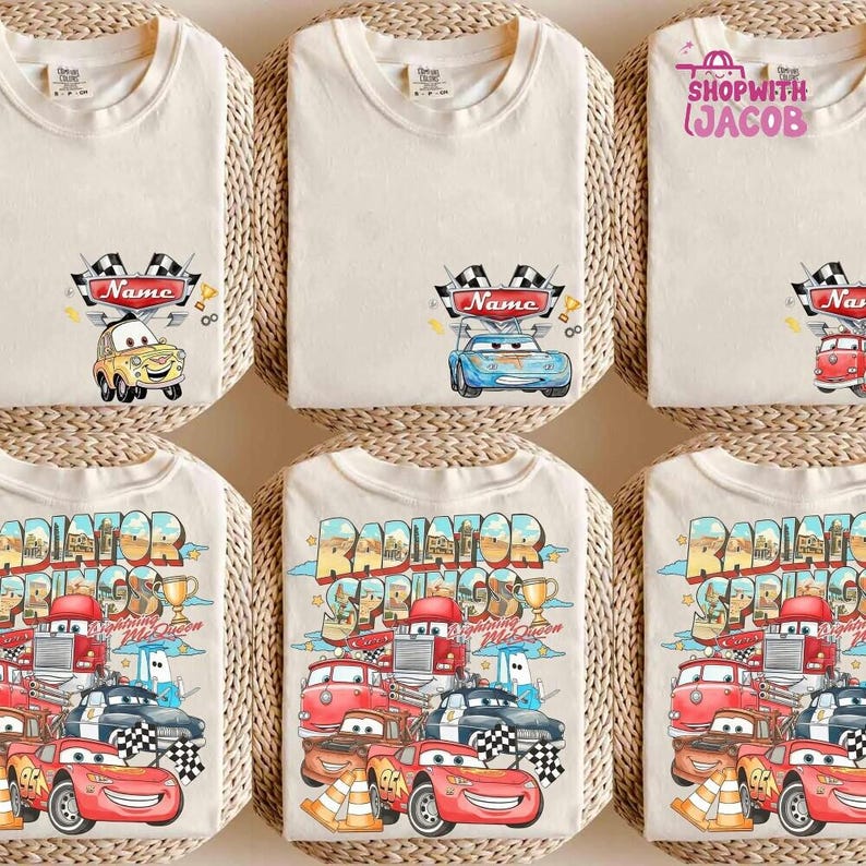 Personalized Disneyland Cars Shirt, Pixar Lightning McQueen Tee, Tow Mater, Doc Hudson, Radiator Springs Shirt, Disneyland Family Trip image 3