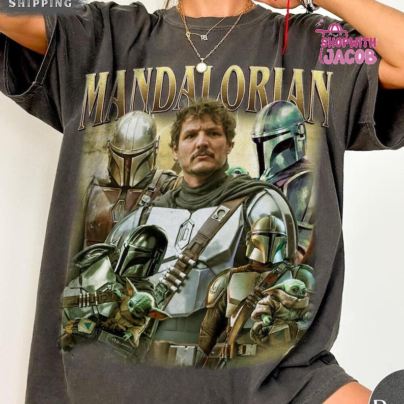 Vintage Mandalorian Shirt, Din Djarin Grogu Starwars Shirt, This Is The Way Shirt, Pedro Pascal Starwars Tee, Disneyland Mandalorian Shirt image 1
