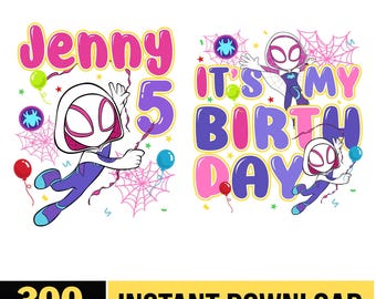 Cumpleaños de araña fantasma personalizado PNG, Cumpleaños personalizado PNG, Cumpleaños de araña para niña y niño PNG, Cumpleaños de superhéroe PNG, Descarga digital