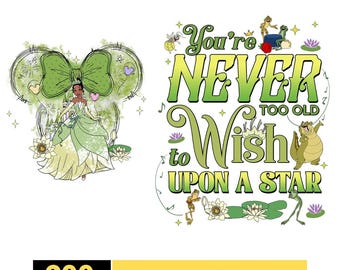 Tiana, du bist nie zu alt, um sich einen Stern zu wünschen, Tiana Prinzessin Aquarell, Disneyland Prinzessin und Frosch, digitaler Download