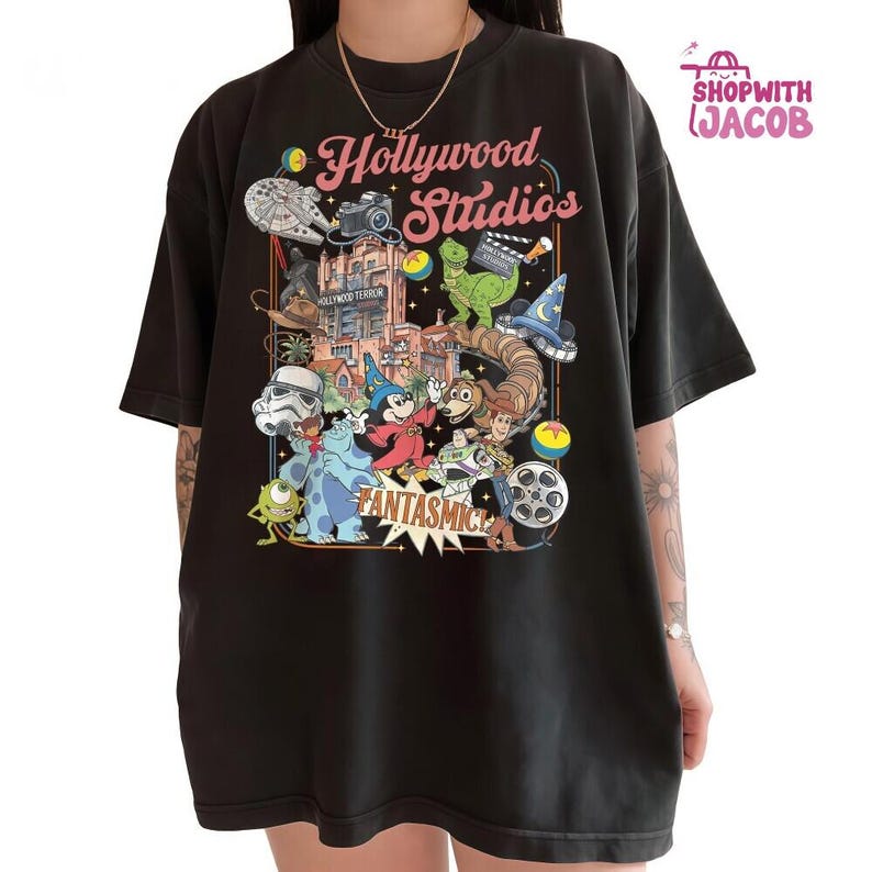 Comfort Colors Disneyland Hollywood Studios Shirt, Retro Mickey & Friends Hollywood Tower tee, Disneyland Toy Story Shirt,Starwars Shirt image 5