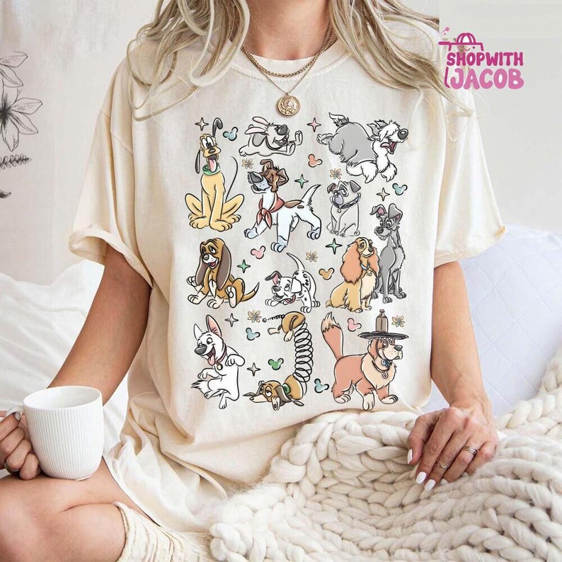 Comfort Colors Disneyland Dogs Shirt, Vintage Disneyland Dog Shirt, Lady and the Tramp Shirt, Cute Dog Gift, Disneyland Family Trip 2026 Tee image 2