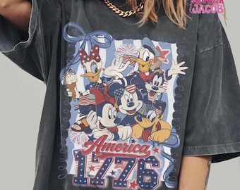 Camiseta retro de Mickey y sus amigos, Estados Unidos 1776, camisetas de Disneyland para el 4 de julio, camiseta del Día de la Independencia, camisetas del 250 aniversario de EE. UU.