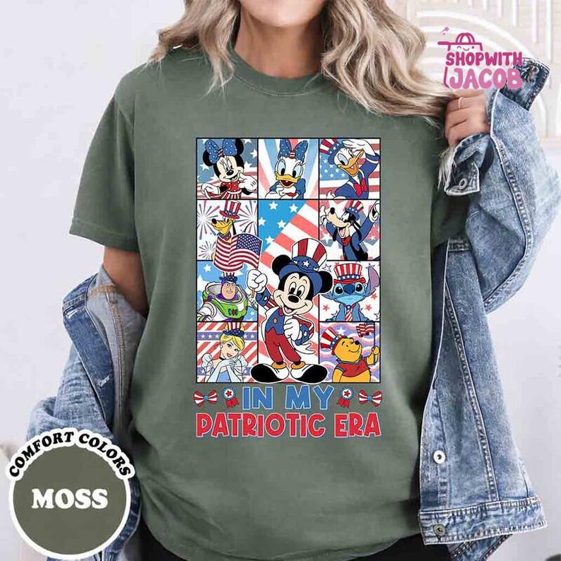 In My Patriotic Era Disneyland T-Shirt, Mickey and Friends 4th of july Group Shirt, Independence Day Tee, Walt Disneyworld T-shirt afbeelding 2