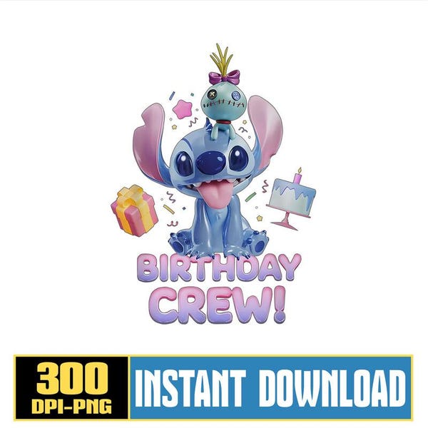 Stitch and Scrump Birthday Crew Digital Download, Stitch Birthday Png, Lilo and Stitch 2025 Png, Family Matching, Birthday Gift