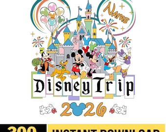 Personalized Mickey And Friends Disneytrip 2026 PNG, Disneyland Magical Castle Png, Family Trip 2026, Disneyland Vacation Digital Download