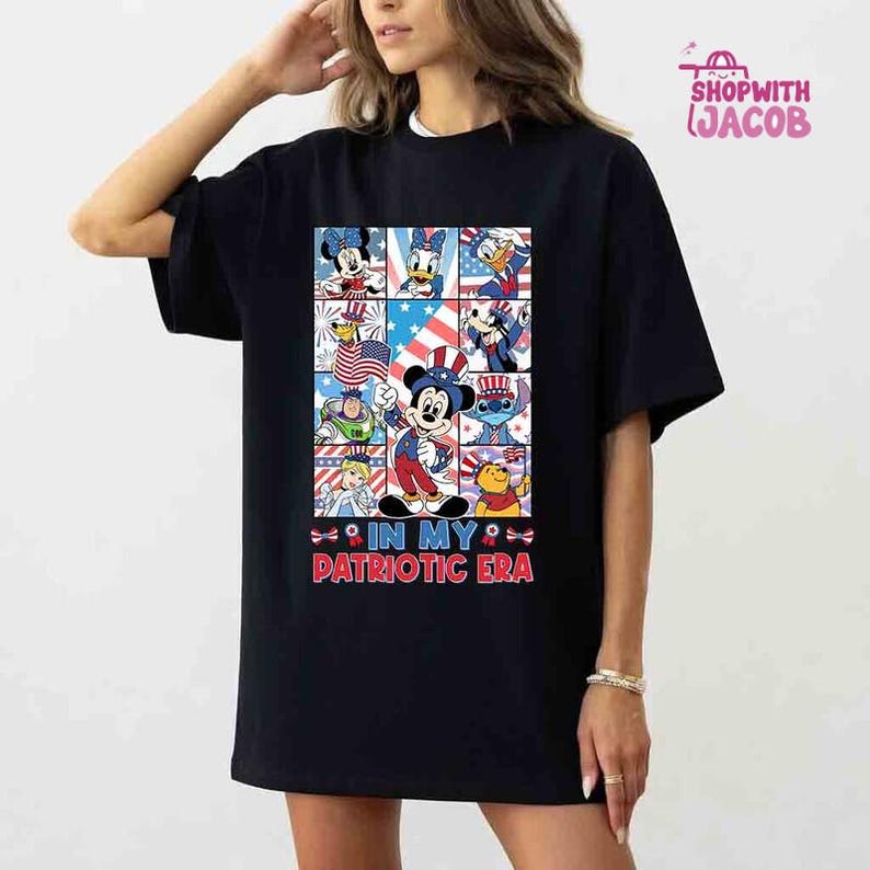 In My Patriotic Era Disneyland T-Shirt, Mickey and Friends 4th of july Group Shirt, Independence Day Tee, Walt Disneyworld T-shirt afbeelding 3