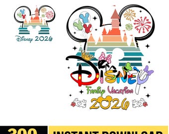 Disneyland Familienurlaub 2026 PNG, Mickey und Freunde Png, magisches Schloss Png, Familienreise 2026 Png, Disneyland Urlaub, digitaler Download