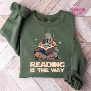StarWars Shirt, Vintage StarWars Sweatshirt, Reading Is The Way Shirt, Starwars Disneyland Shirt, Mandalorian T-shirt, Disneyland Yoda Shirt image 2