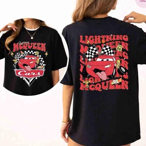 Vintage Lightning McQueen Comfort Colors Tee, Disneyland Pixar Cars Shirt, Retro McQueen Graphic, Disneyworld Family Vacation Trip 2026 image 2