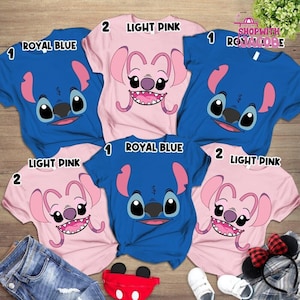 Disneyland Stitch and Angel Halloween Costume Shirt, Stitch Costume Shirt, Family Halloween Costume, Stitch Angel Matching Couple Tee image 1