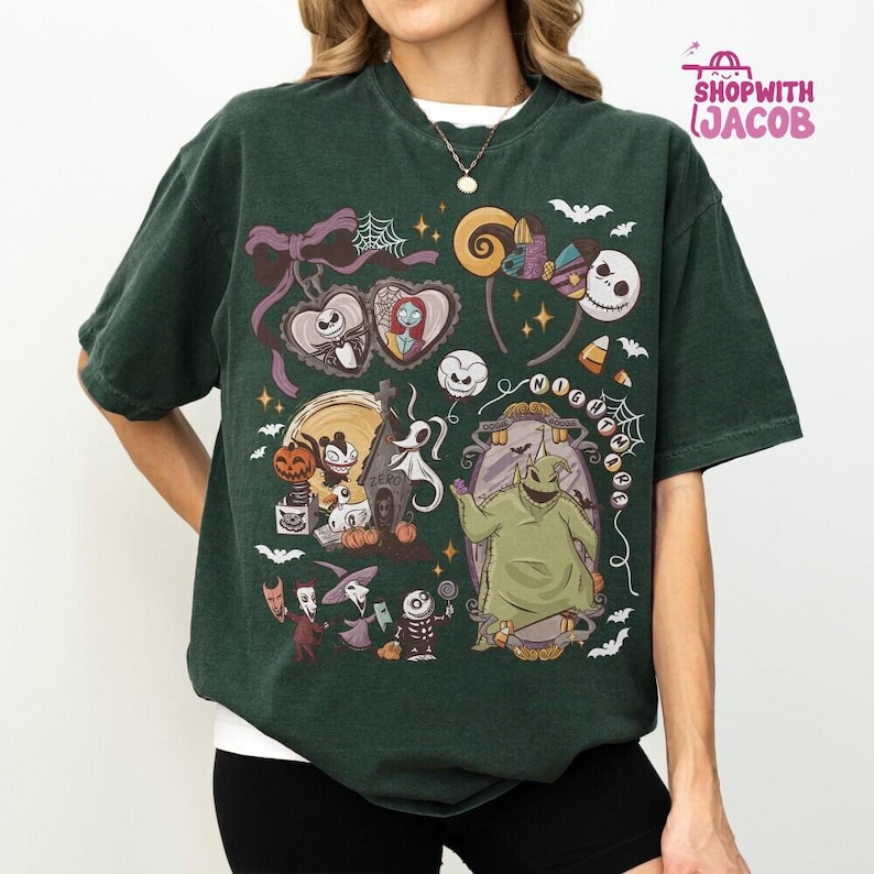 Retro Nightmare Before Christmas Shirt, Coquette Disneyland Halloween Shirt, Oogie Boogie Bash 2026 Tee, Jack Skellington Sally Shirt image 4