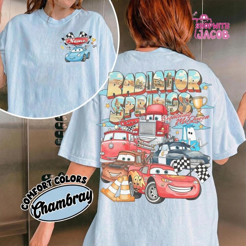 Personalized Disneyland Cars Shirt, Pixar Lightning McQueen Tee, Tow Mater, Doc Hudson, Radiator Springs Shirt, Disneyland Family Trip image 5