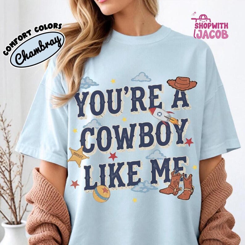 vintage chemise Toy Story 5, chemise Vous êtes un cow-boy comme moi, t-shirt Toy Story 5, t-shirt voyage vacances en famille Disneyland, chemise Disneyland Pixar Fest image 4