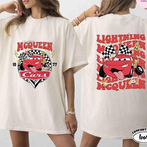 Vintage Lightning McQueen Comfort Colors Tee, Disneyland Pixar Cars Shirt, Retro McQueen Graphic, Disneyworld Family Vacation Trip 2026 image 3