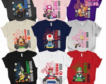 Chemises de famille Super Mario, chemises Mario et ses amis, chemise personnage Super Mario, chemise Super Mario, vacances en famille, fête d'anniversaire Super Mario