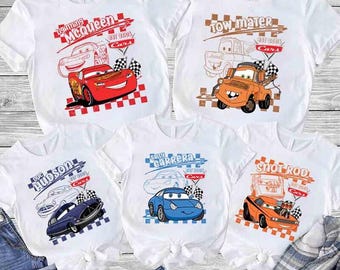 Camiseta de Disneyworld Cars, Pixar Lightning McQueen, Camiseta de Tow Mater, Sally Carrera, Camiseta para viaje familiar a Disneyland, Camiseta de vacaciones a Disneyland