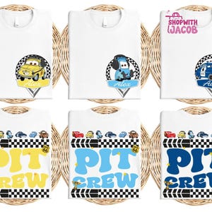 Personalized Disneyland Cars Pit Crew Shirt, McQueen Mater Birthday T-Shirt, Family Birthday Matching Shirt, Racing Cars Squad Shirt image 1