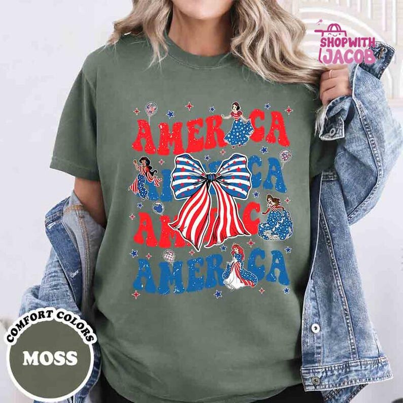 Coquette Bow Disneyland Princess Shirt, Independence Day Tee, Disneyland 4th July 2026, Walt Disneyworld T-shirt, Girl Tee 画像 3